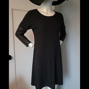 MSK Elegant Black Long Sleeve Vegan Leather Sleeve Dress
